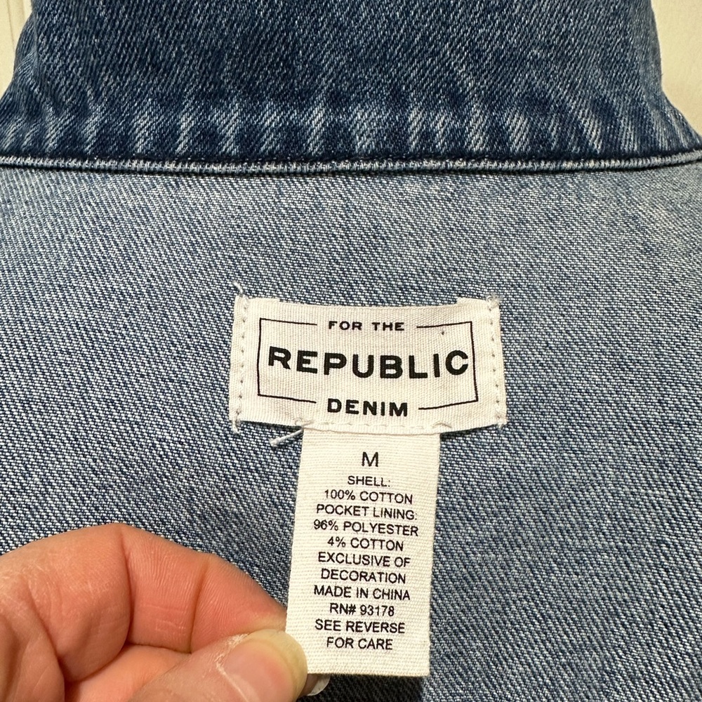 DENIM STATEMENT For The Republic Dark Blue Jacket with Text Detail Peace medium - Picture 9 of 15